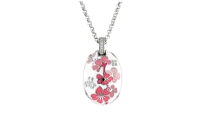 Belle Etoile Constellations Sakura Pink Enamel and .25 ct. t.w. CZ Pendant in Sterling Silver