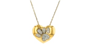 15 ct. t.w. Diamond Paw Print Heart Pendant Necklace in 18kt Gold Over Sterling