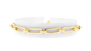 Italian 14kt Yellow Gold Alternating Paper Clip Link Bracelet