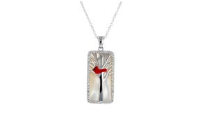 Mother-of-Pearl and .30 ct. t.w. White Topaz Cardinal Pendant Necklace with Multicolored Enamel in Sterling Silver