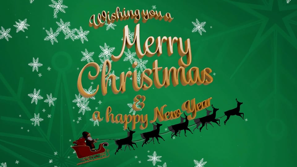Animation Of Wishing You Merry Christmas And A Happy New Year Text On Green Background Video 
