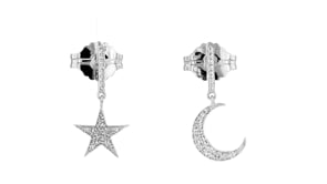 29 ct. t.w. White Topaz Star and Moon Mismatched Drop Earrings in Sterling Silver