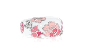 Belle Etoile Constellations Sakura Pink Enamel and .12 ct. t.w. CZ Ring in Sterling Silver