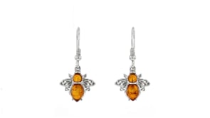 Amber Bumblebee Earrings in Sterling Silver