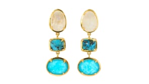 Multi-Gemstone Drop Earrings in 18kt Gold Over Sterling