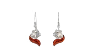 Amber Fox Drop Earrings in Sterling Silver