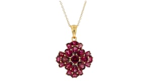 7.70 ct. t.w. Rhodolite Garnet Cluster Pendant Necklace in 14kt Gold Over Sterling