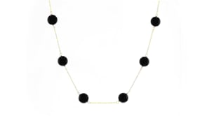 8mm Black Onyx Bead Station Necklace in 14kt Yellow Gold