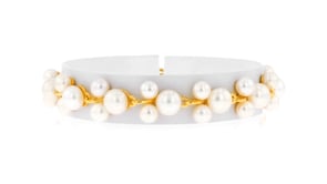 5-7.5mm Cultured Pearl Trio Bracelet in 18kt Gold Over Sterling Silver
