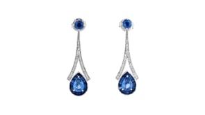 3.70 ct. t.w. Sapphire and .36 ct. t.w. Diamond Drop Earrings in 14kt White Gold