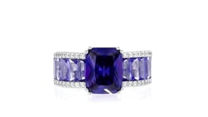 6.75 ct. t.w. Simulated Tanzanite and .20 ct. t.w. CZ Ring in Sterling Silver