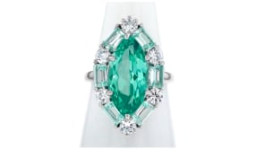 6.80 ct. t.w. Simulated Green Tourmaline and .90 ct. t.w. CZ Ring in Sterling Silver
