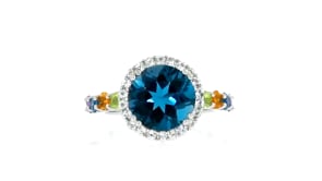5.20 ct. t.w. London Blue Topaz and Multi-Gem Halo Ring in Sterling Silver