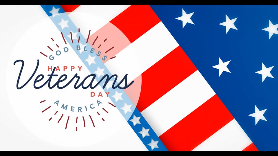 Animation Of Happy Veteran Day Over Flag Of Usa And Lines On White Background Video From Pikwizard