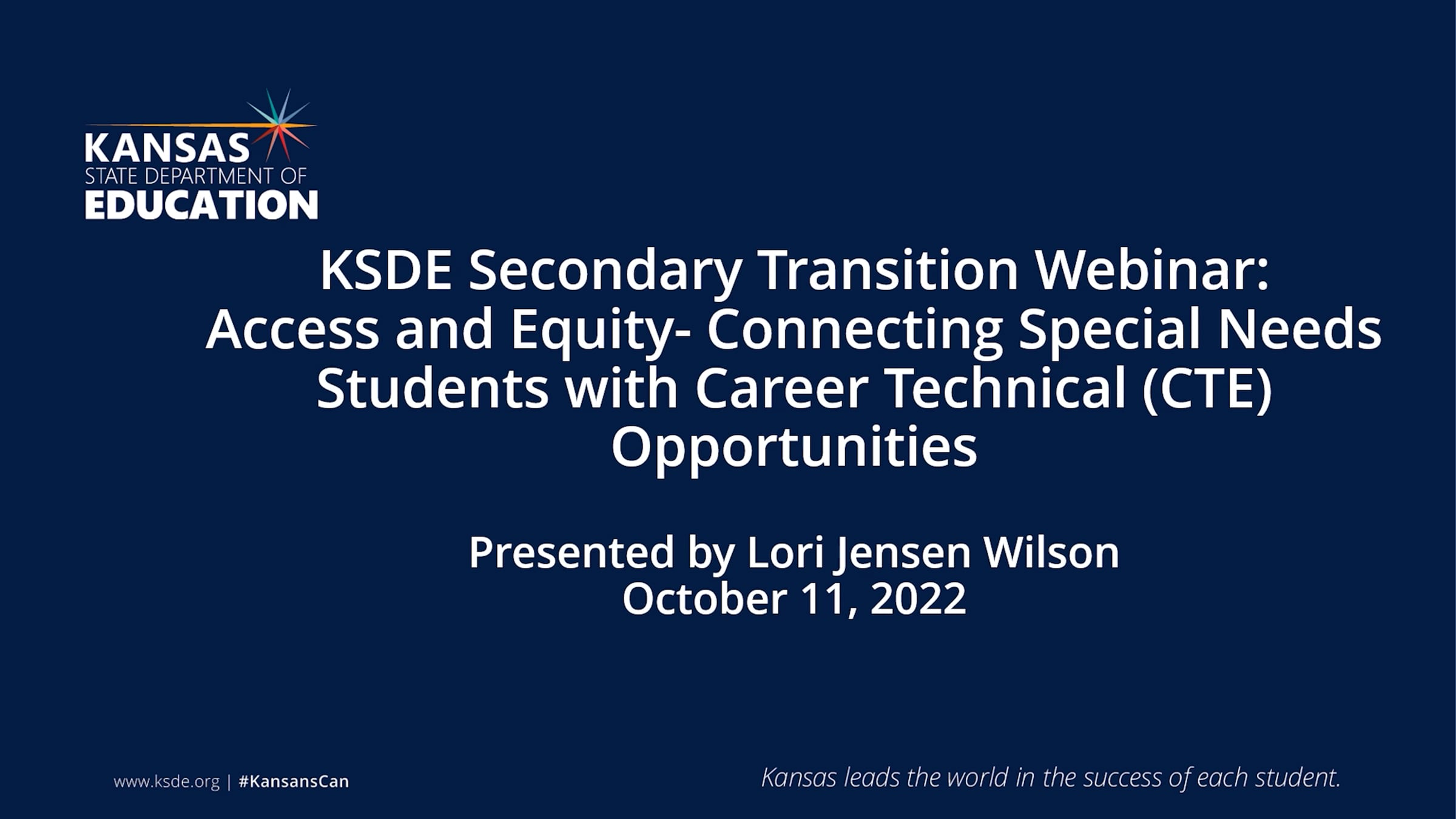 KSDE Secondary Transition Webinar held on Oct-11-2022 | Videos & Movies ...