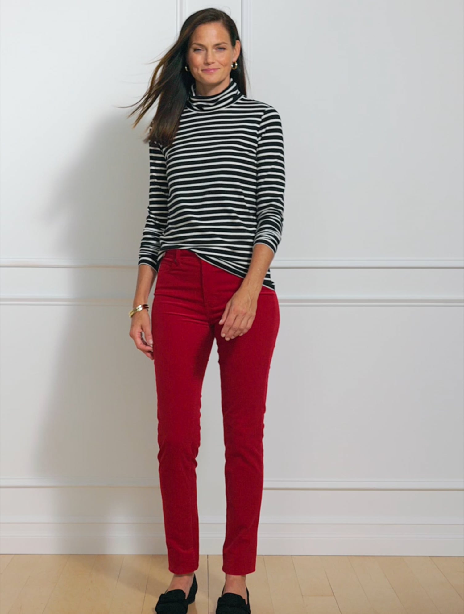 Stretch Wide-Wale Corduroy Fly-Front Pants