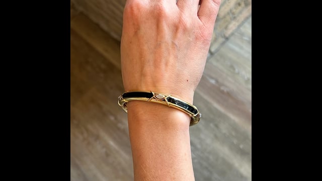 14k Yellow Gold Bujukan Bangle Bracelet. SKU: BG5136E86Y4JJJ  Yellow and Black Bangle display picture 1