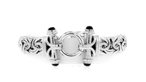 Black Onyx Byzantine Bracelet in Sterling Silver