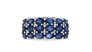 3.40 ct. t.w. Sapphire Three-Row Ring with Diamond Accents in Sterling Silver
