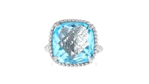 13.00 Carat Sky Blue Topaz Roped Ring in Sterling Silver