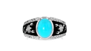 Turquoise and .30 ct. t.w. White Topaz Scorpion Ring with Black Enamel in Sterling Silver