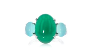 Aqua and Green Chalcedony Ring in Sterling Silver