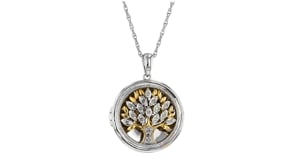 10 ct. t.w. Diamond Tree-of-Life Locket Pendant Necklace in Two-Tone Sterling Silver