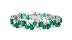 Green Chalcedony and 5.50 ct. t.w. White Topaz Bracelet in Sterling Silver