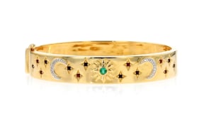 30 ct. t.w. Multi-Gemstone Celestial Bangle Bracelet with Diamond Accents in 18kt Gold Over Sterling