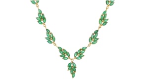 25.00 ct. t.w. Emerald Leaf Necklace in 18kt Gold Over Sterling