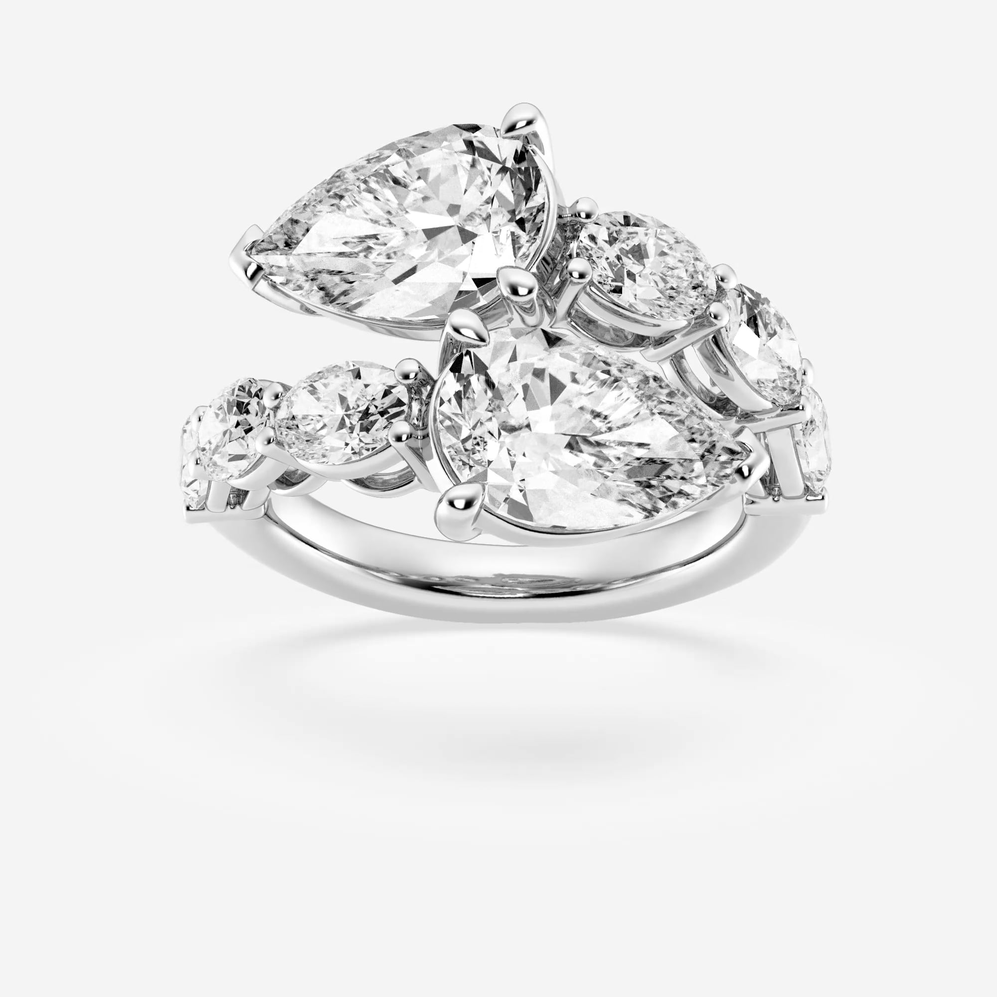 product video for Badgley Mischka Colorless 7 3/4 ctw Pear and Oval Lab Grown Diamond Bypass Fashion Ring