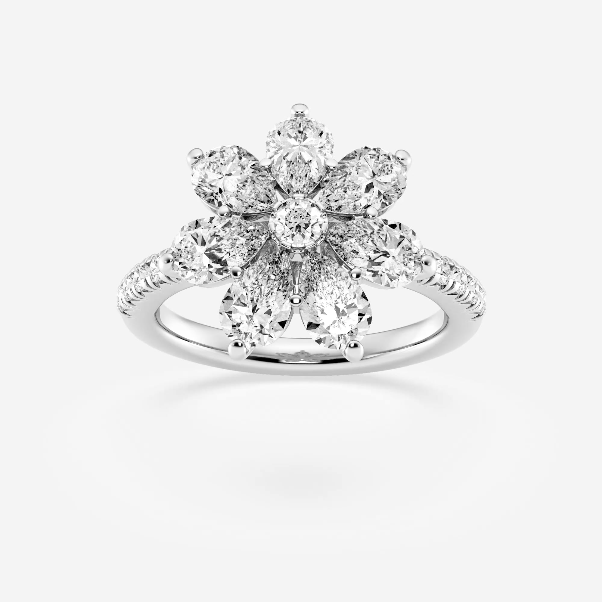 product video for 3 ctw Pear Lab Grown Diamond Flower Fashion Ring