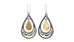 Two-Tone Sterling Silver Teardrop Earrings