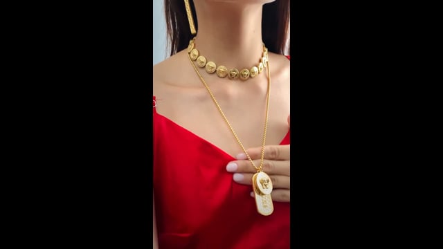 Комплект Versace (серьги,чокер,двойной кулон)