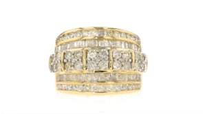 2.00 ct. t.w. Round and Baguette Diamond Multi-Row Ring in 14kt Yellow Gold