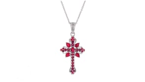 1.46 ct. t.w. Ruby Cross Pendant Necklace in Sterling Silver
