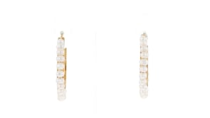 3-3.5mm Cultured Pearl Hoop Earrings in 18kt Gold Over Sterling