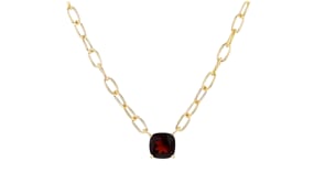 70 Carat Garnet Paper Clip Link Necklace in 18kt Gold Over Sterling
