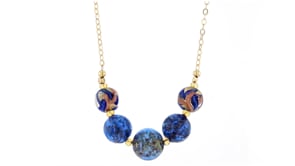 Italian Multicolored Murano Glass Bead Necklace in 18kt Yellow Gold Over Sterling