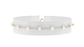 3-3.5mm Cultured Pearl Station Bracelet in 14kt Yellow Gold