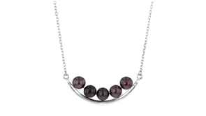 5.5-6mm Black Cultured Pearl Curved Bar Necklace in Sterling Silver