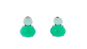 Aqua Blue and Green Chalcedony Drop Earrings in Sterling Silver