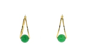 8-8.5mm Jade Bead Double-Hoop Earrings in 18kt Gold Over Sterling