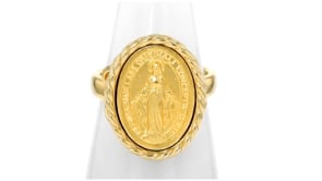 Italian 18kt Gold Over Sterling Miraculous Medal Frame Ring