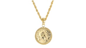 Replica Coin Pendant Necklace in 18kt Gold Over Sterling