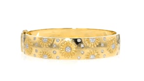 20 ct. t.w. Diamond Sunflower Bangle Bracelet in 18kt Gold Over Sterling