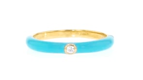 Italian Light Blue Enamel Ring with CZ Accent in 18kt Gold Over Sterling
