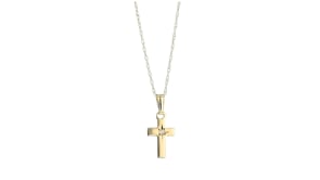 Babys 14kt Yellow Gold Cross Pendant Necklace With Diamond Accent