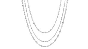 Italian Sterling Silver Three-Strand Singapore Chain Layered Necklace