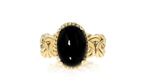 Black Onyx Byzantine Ring in 18kt Gold Over Sterling